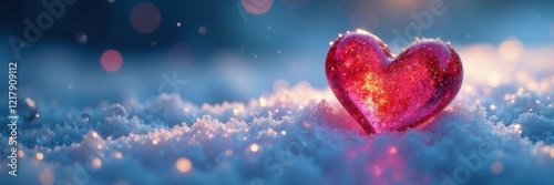 Frozen droplets containing a small, colorful heart, colorful, decoration, frozen