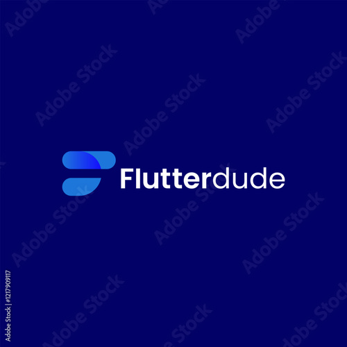 F and D Letter Combination flutter dude logo design