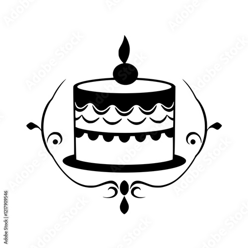 A delectable cake, perfect for birthdays or any celebration. This image showcases a rich, layered cake adorned with frosting and a single candle, capturing the essence of sweetness and joy.