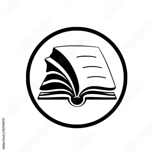 Open Book Symbol: A Black and White Icon of Literature, Reading, and Knowledge