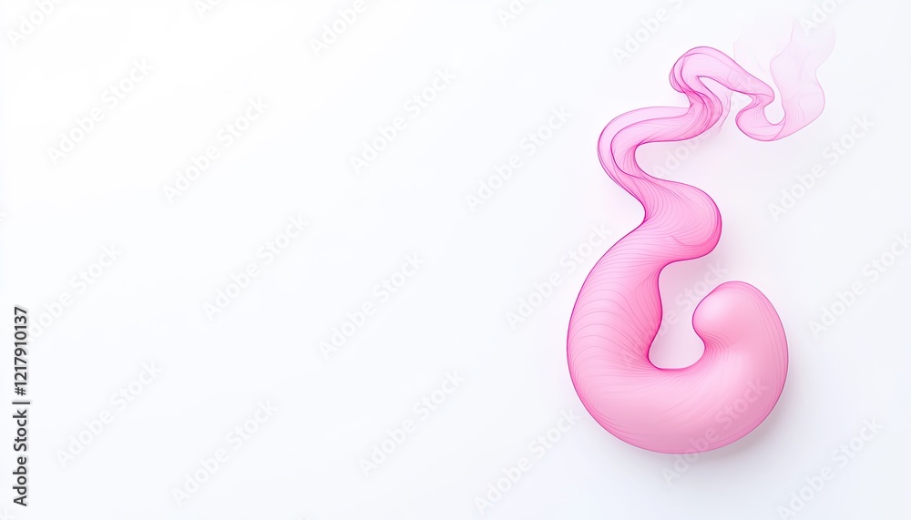 Abstract pink shape with flowing curves on a white background, evoking a sense of tranquility and creativity Abstract pink shape with flowing curves on a white background, evoking a sense of tranquility and creativity