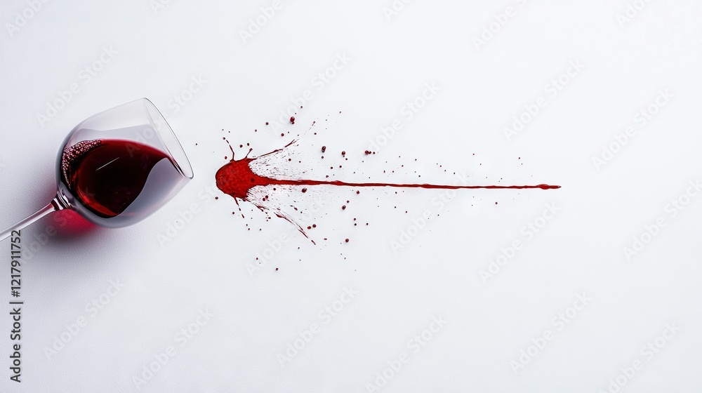 Εκτύπωση καμβά A glass of wine with a red liquid spilling from the top and a red liquid seepi