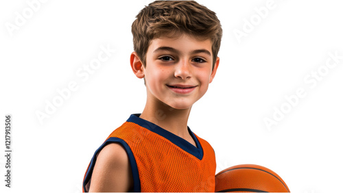 Energetic Youth Athlete in Sports Uniform, ideal for youth fitness initiatives, team promotions, and sports marketing materials. photo