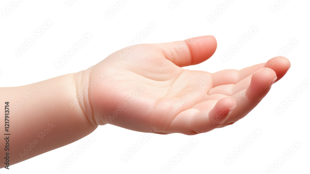 Delicate Infant Hand Reaching, Soft and tender grasp of a baby's hand, ideal for parenting content and healthcare marketing materials Delicate Infant Hand Reaching, Soft and tender grasp of a baby's hand, ideal for parenting content and healthcare marketing materials