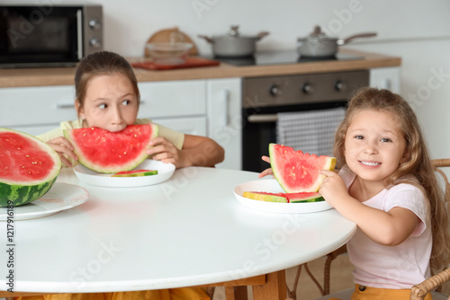 Happy little girls with sli...