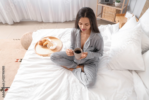 Morning of pretty young wom...