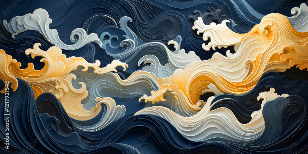 Fototapeta premium The classical traditional Chinese element wave texture art background