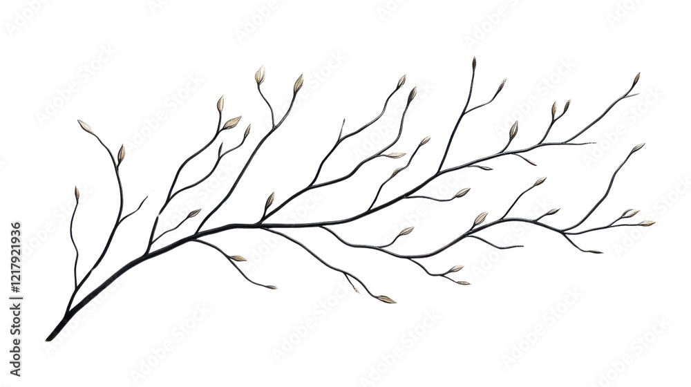 Fototapeta premium Dry tree branch on transparent background 