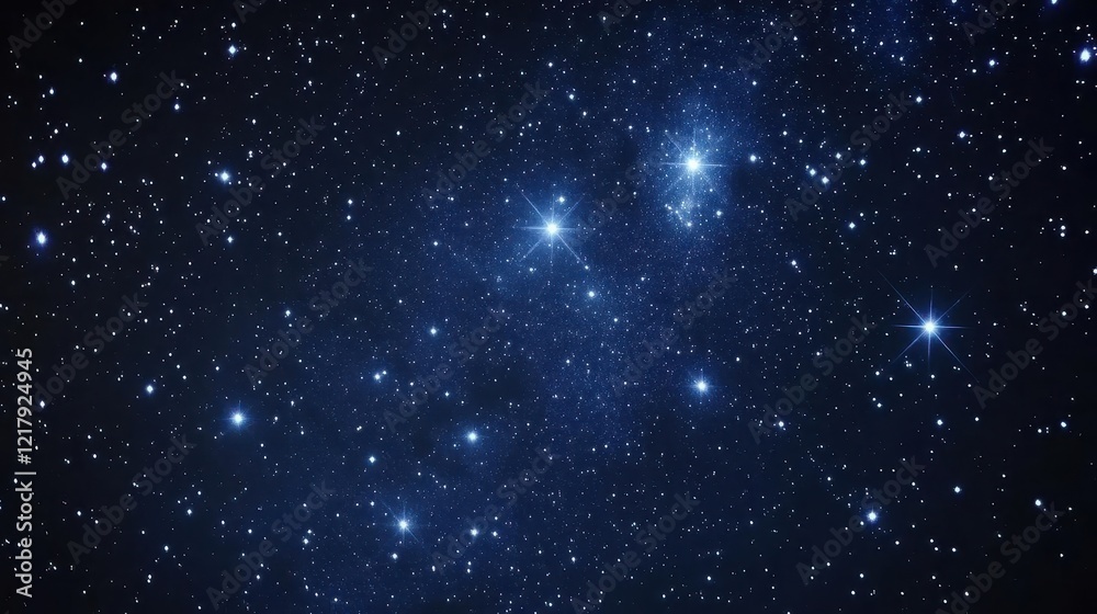 Fototapeta premium Starry night sky, close-up of bright stars and distant constellations, peaceful night scene