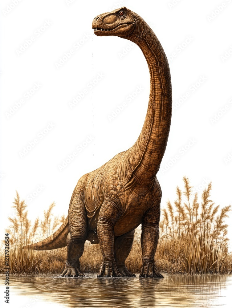 Fototapeta premium Prehistoric Sauropod Dinosaur in Wetland