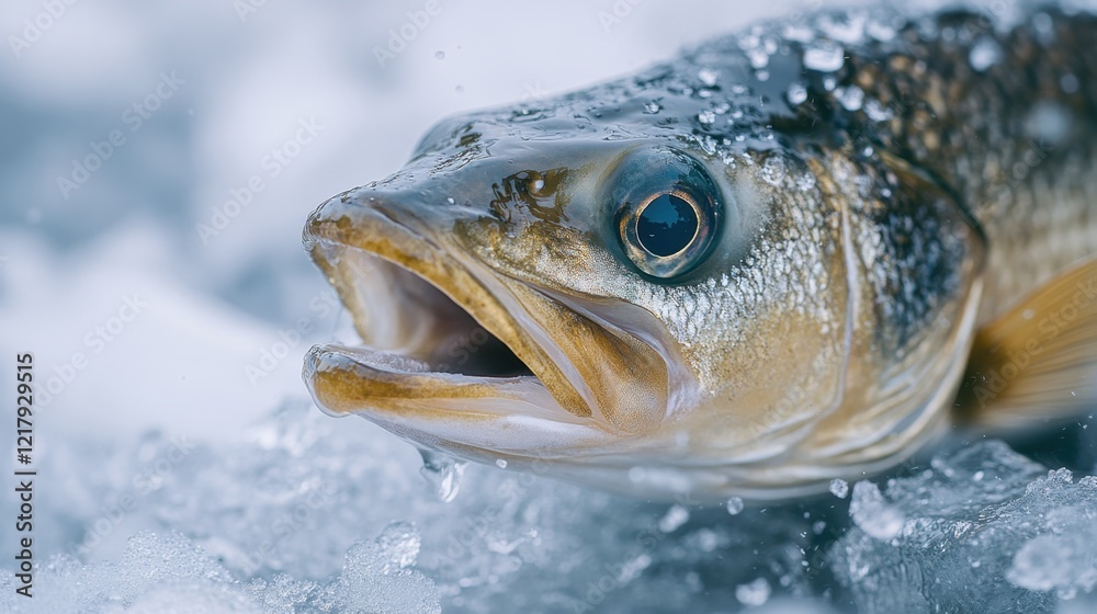 Close-Up of a Struggling Fish in Melting Ice of a Stream Captured with Gigapixel Standard Technique V2 4X for Stunning Detail Close-Up of a Struggling Fish in Melting Ice of a Stream Captured with Gigapixel Standard Technique V2 4X for Stunning Detail