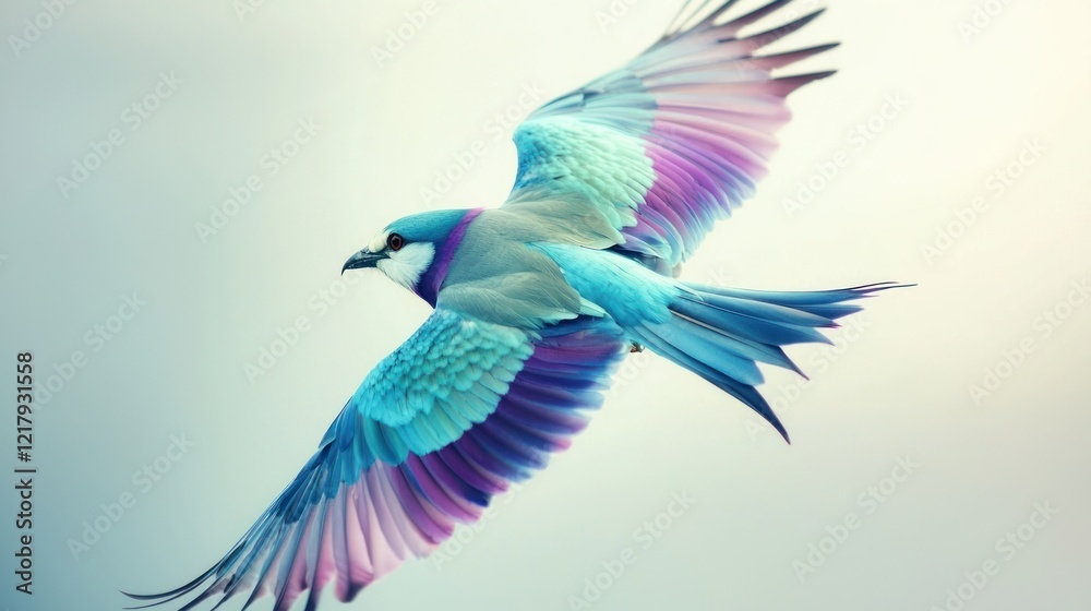 A vibrant blue bird in flight, wings spread wide, showcasing iridescent feathers. A vibrant blue bird in flight, wings spread wide, showcasing iridescent feathers.