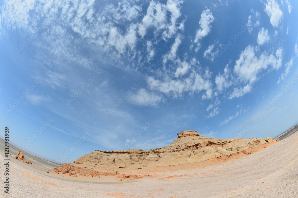 Naklejka premium Geomorphic Scenery Desert in Xinjiang, China