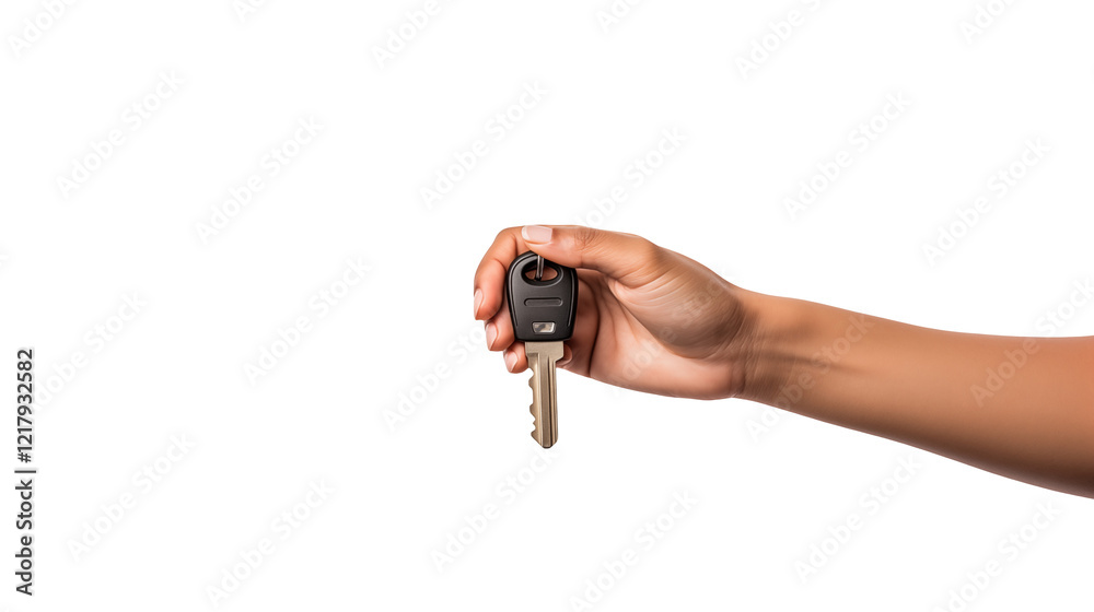 Hand Holding Car Key Closeup Black Background Transportation Ownership Driving Hand Holding Car Key Closeup Black Background Transportation Ownership Driving