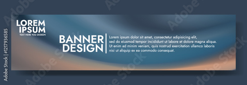 Modern banner design with a blue dusk background.