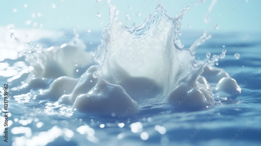Milk splash, blue background, dairy, ad Milk splash, blue background, dairy, ad