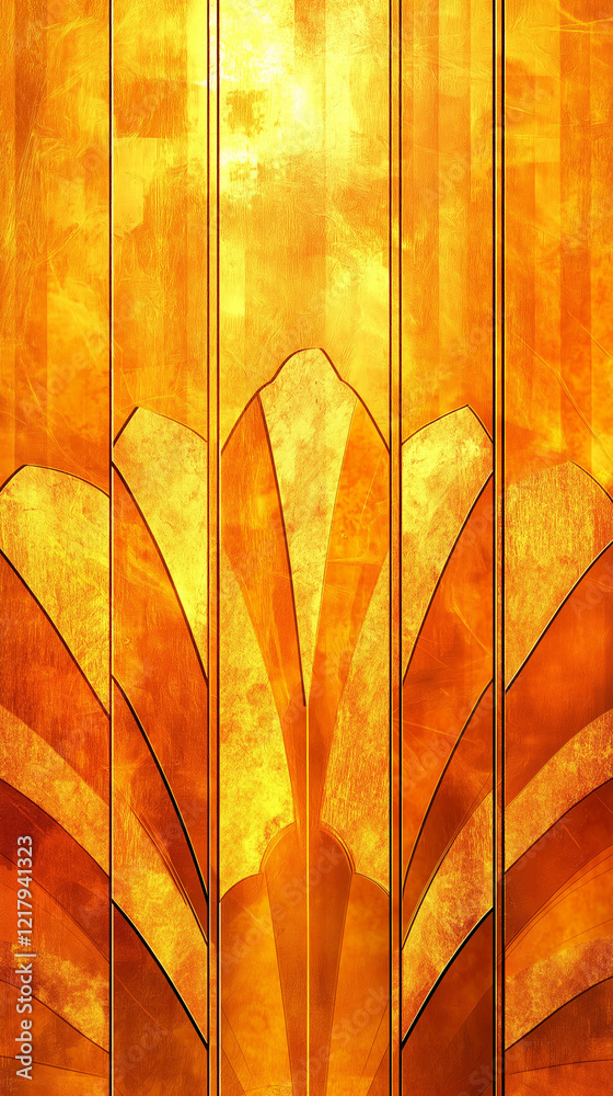 Radiating shapes background in warm colors vertical