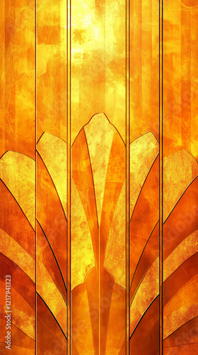 Obraz na płótnie Radiating shapes background in warm colors vertical w salonie