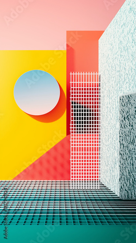 Obraz na płótnie Background of grid and geometric shapes w salonie