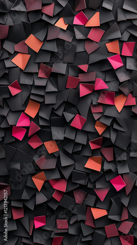 Obraz na płótnie Vertical design of angled forms in dark shades with pops of bright color w salonie