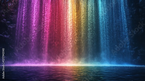 Mesmerizing scene of a magnificent waterfall cascading down a rocky cliff surrounded by a lush verdant tropical forest landscape