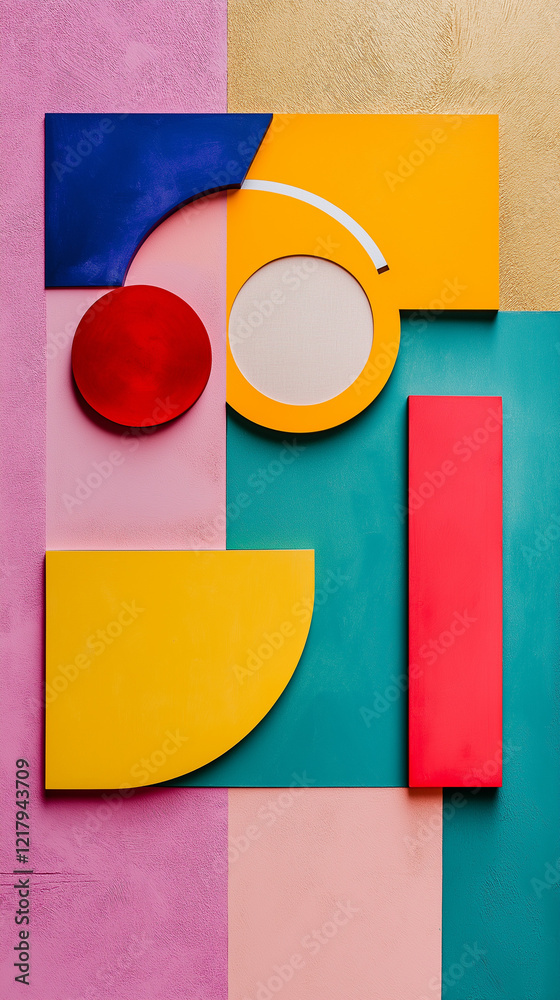 Abstract design of geometric shapes with text space