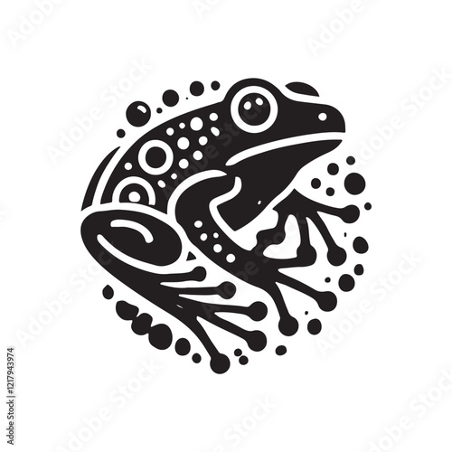 Black Color Frog silhouette design Vector Illustration, Solid White Background (9).eps