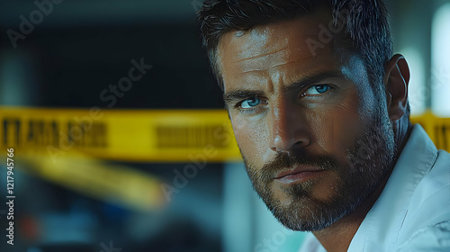 Intense Closeup Portrait of a Man with Digital Effects photo