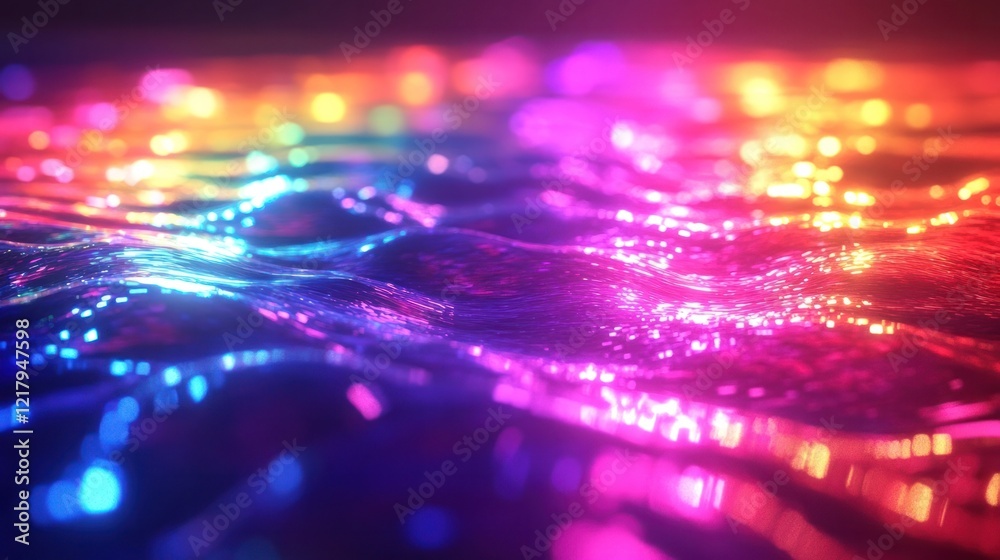 Fototapeta premium Abstract background of mesmerizing iridescent fluid waves shimmering light patterns and prismatic color gradients Hypnotic dynamic and futuristic digital art with a surreal ethereal