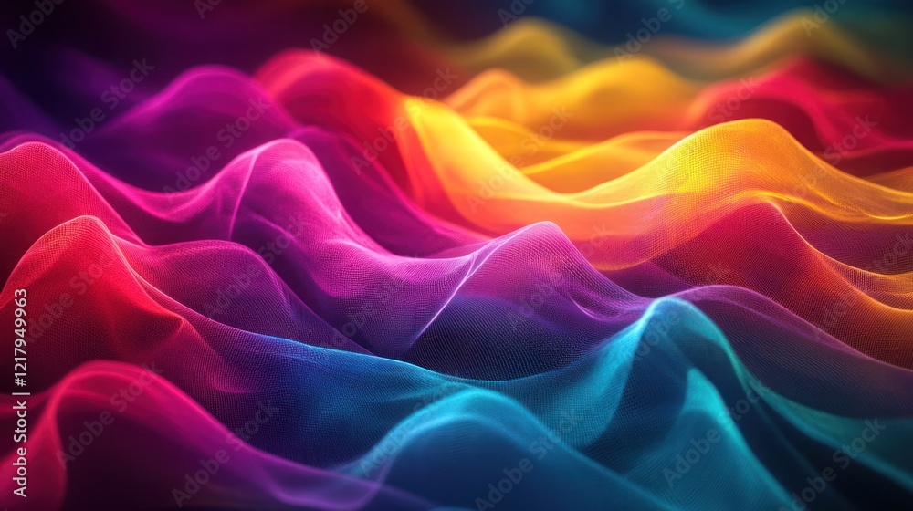 Fototapeta premium Vibrant colorful abstract digital artwork featuring dynamic undulating waves of energy and movement The captivating mesmerizing pattern created by the fluid
