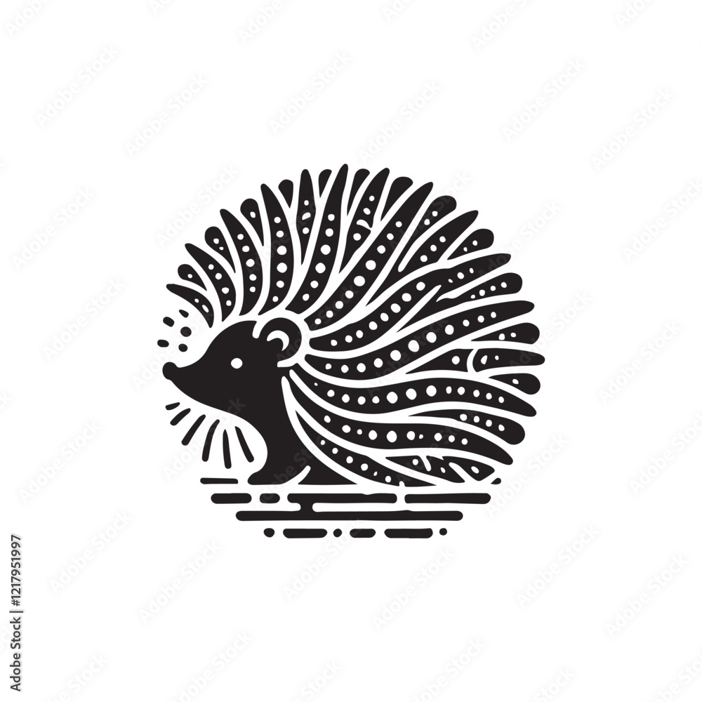 Fototapeta premium Black Color Hedgehog silhouette design Vector Illustration, Solid White Background (12).eps