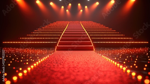 Illuminated Red Carpet Staircase Leading to Stage photo