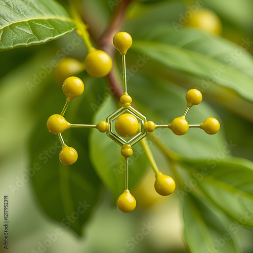 Oleuropein, catechol, glycoside molecule. It has role as plant metabolite, anti-inflammatory, antineoplastic, antihypertensive agent. Structural chemical formula, molecule model photo