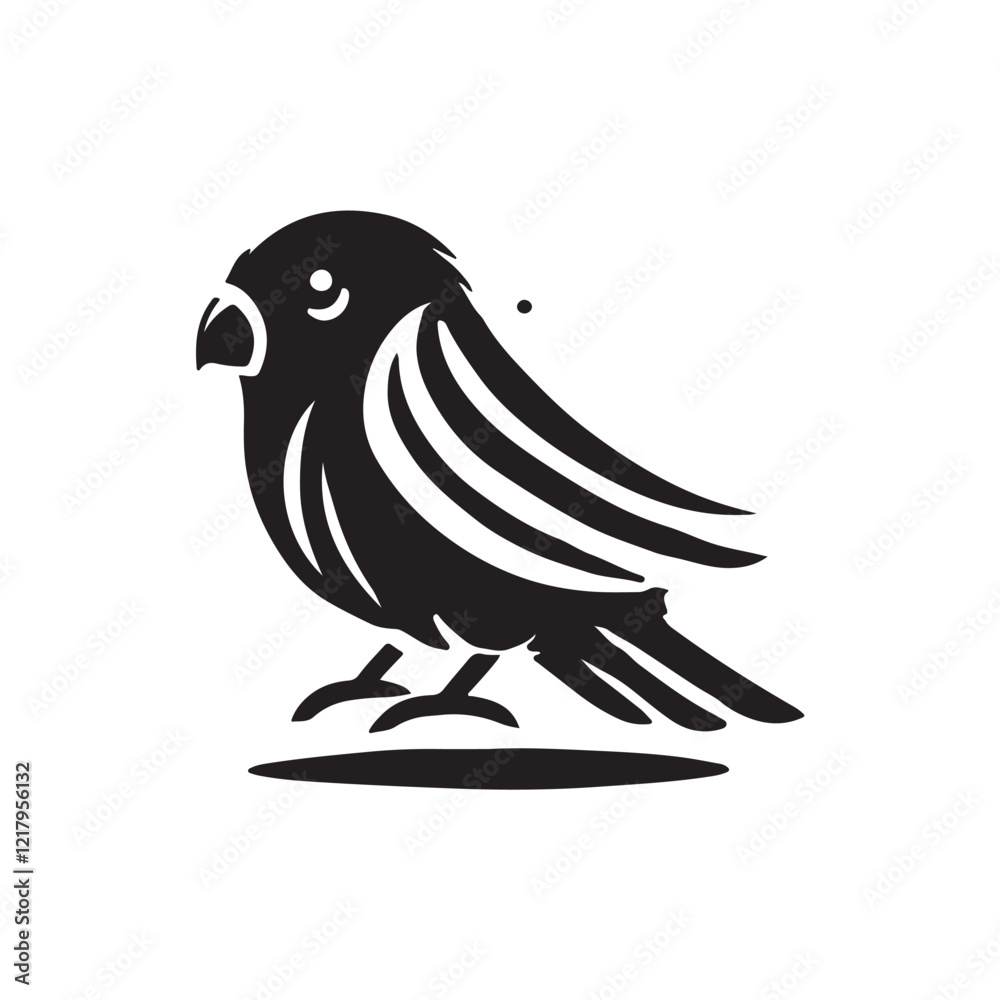 Fototapeta premium Black Color Lovebird silhouette design Vector Illustration, Solid White Background (2).eps