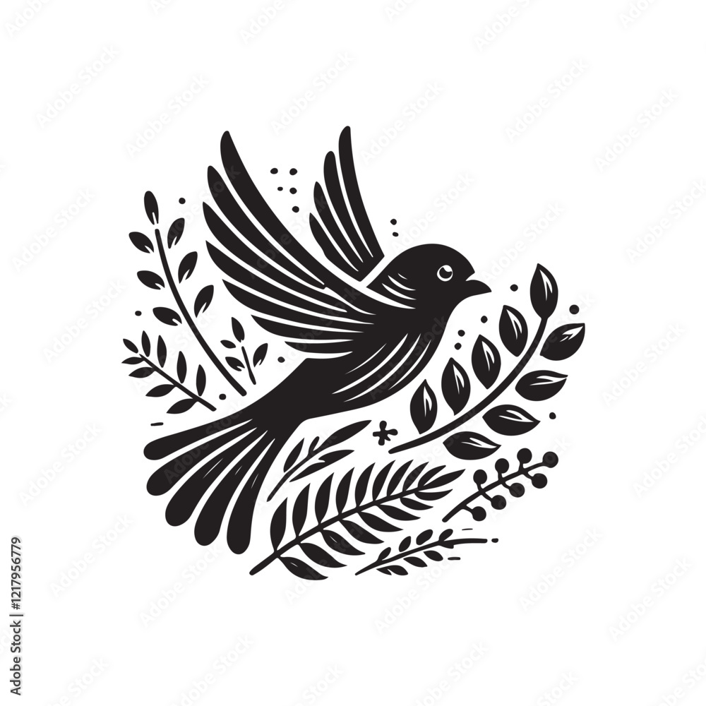 Fototapeta premium Black Color Lovebird silhouette design Vector Illustration, Solid White Background (12).eps