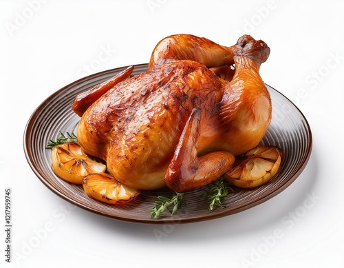 rotisserie chicken isolated on transparent or white background