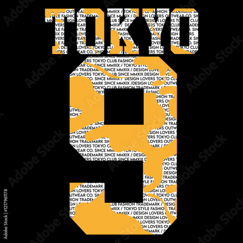 Tokyo gold college graphic design vector