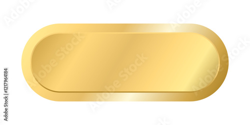 Gold Blank Button, Golden Luxury banner or premium VIP Member sticker, Vector glossy. Certificate label and tag with shiny and Glitter on Gold badge