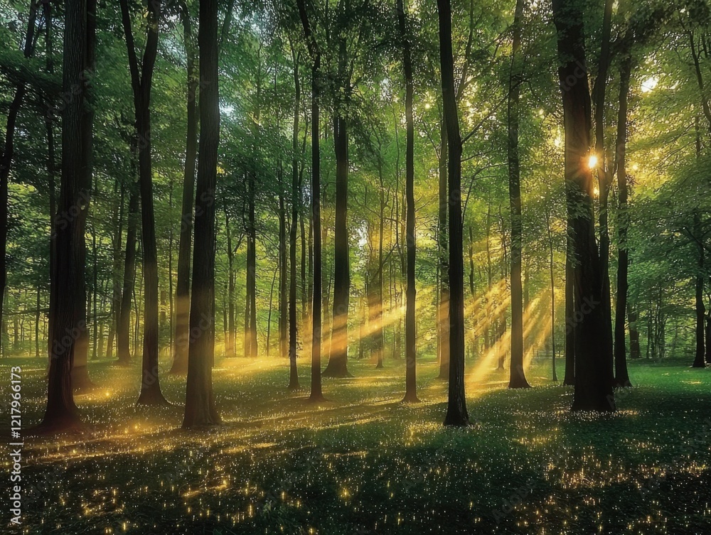 Obraz premium enchanted forest with radiant meadows