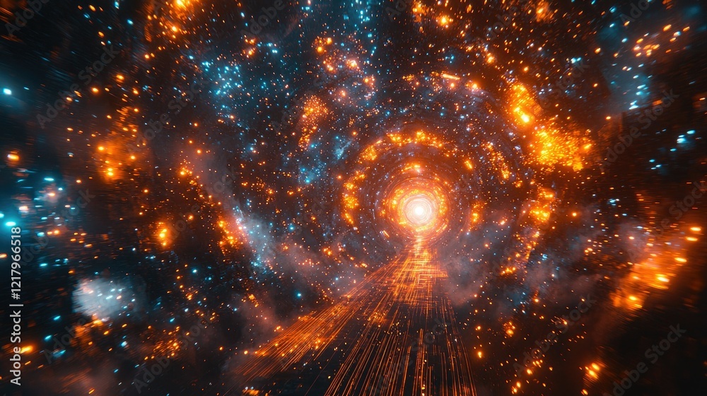 Obraz premium A Cosmic Tunnel Of Orange And Blue Lights