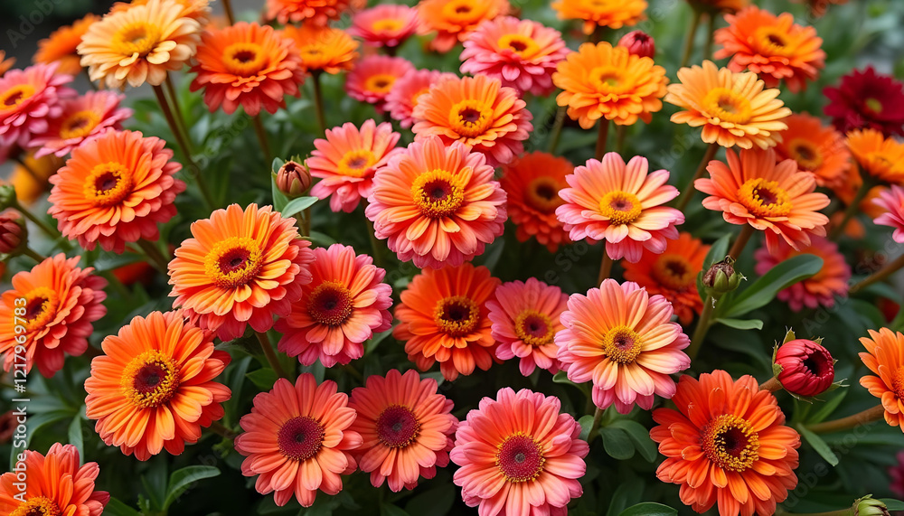 A dynamic floral wall filled with blooming chrysanthemums, daisies, and other wildflowers, bursting with radiant colors and natural beauty. A dynamic floral wall filled with blooming chrysanthemums, daisies, and other wildflowers, bursting with radiant colors and natural beauty.