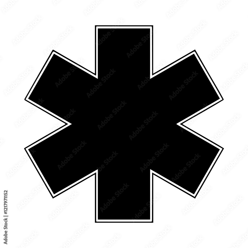 Obraz premium Star of Life Medical Logo, Ambulance logo, Pharmacy sign, Medical sign, Medical symbol, Star of Life Black
