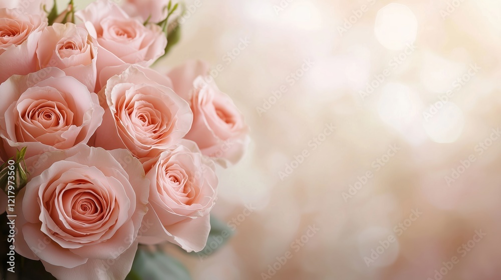 Beautiful elegant pink roses in full bloom with a soft focus and dreamy bokeh background, symbolizing beauty and romance. Beautiful elegant pink roses in full bloom with a soft focus and dreamy bokeh background, symbolizing beauty and romance.