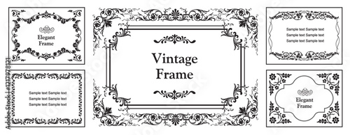 Set of vintage frames, border. Luxury vintage invitation vector set. Vector floral ornament..eps