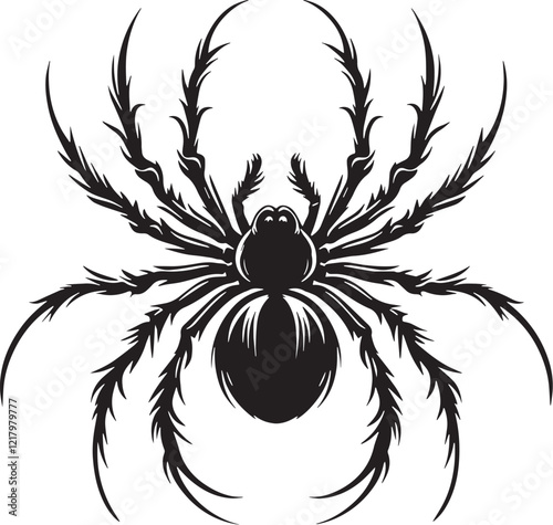 Spider Silhouette line art vector illustration on white background