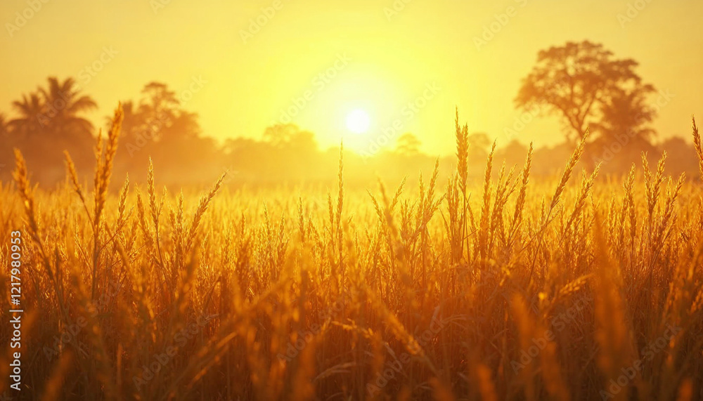Fototapeta premium wheat field at sunset