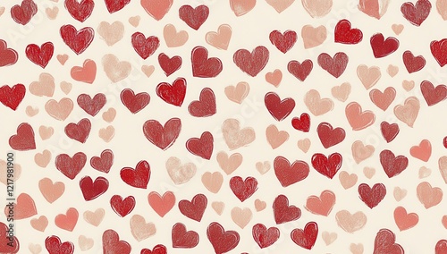 Wallpaper Mural Colorful heart pattern filled with various sizes and shades of love symbols creates a vibrant and festive background design Torontodigital.ca