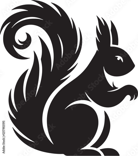 Wallpaper Mural Squirrel Silhouette line art vector illustration on white background Torontodigital.ca