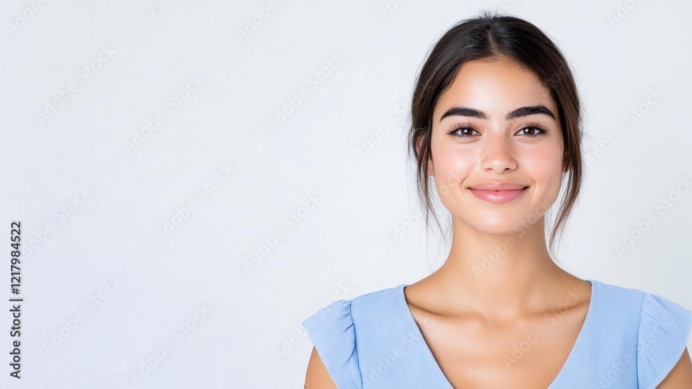 Happy Egypt woman wearing blue dress smiling isolated on white background Happy Egypt woman wearing blue dress smiling isolated on white background