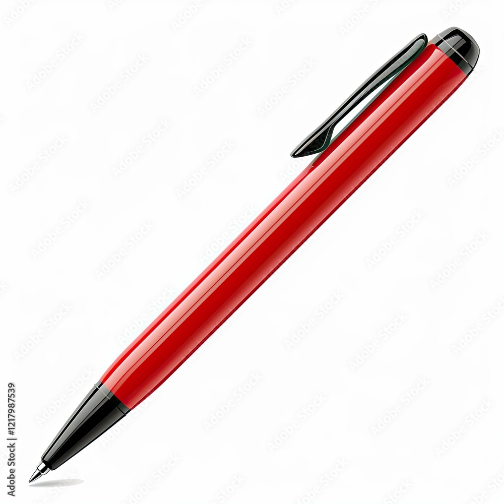 A red ballpoint pen with a sleek design, ideal for writing and drawing. isolated on white background A red ballpoint pen with a sleek design, ideal for writing and drawing. isolated on white background